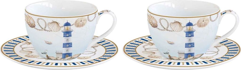 2er Set Espressotassen mit UT BLUE LIGHTHOUSE Leuchtturm für 100ml Easy Life