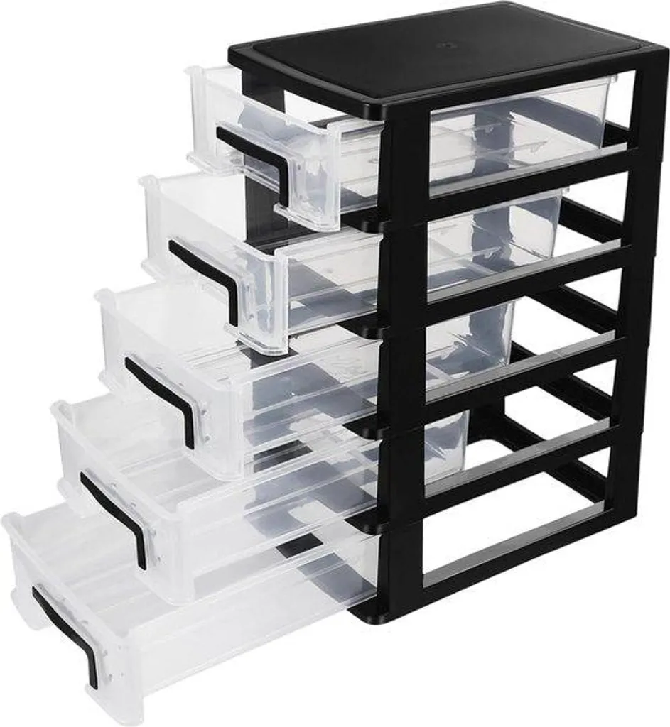 Boîte de rangement en plastique noire Modèle B-20 avec couvercle hermétique