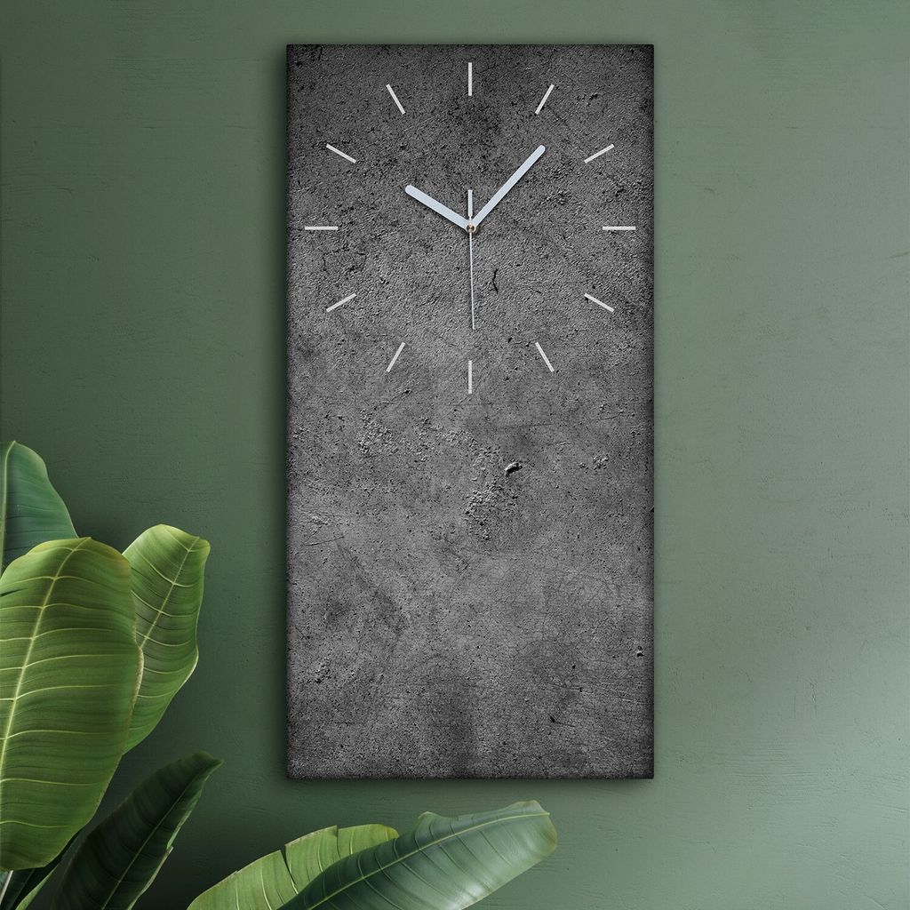 Wohnzimmer Leinwand Uhr Geräuschlos Küche 30x60 Beton, Motive, Struktur, Textur, weiße Zeiger