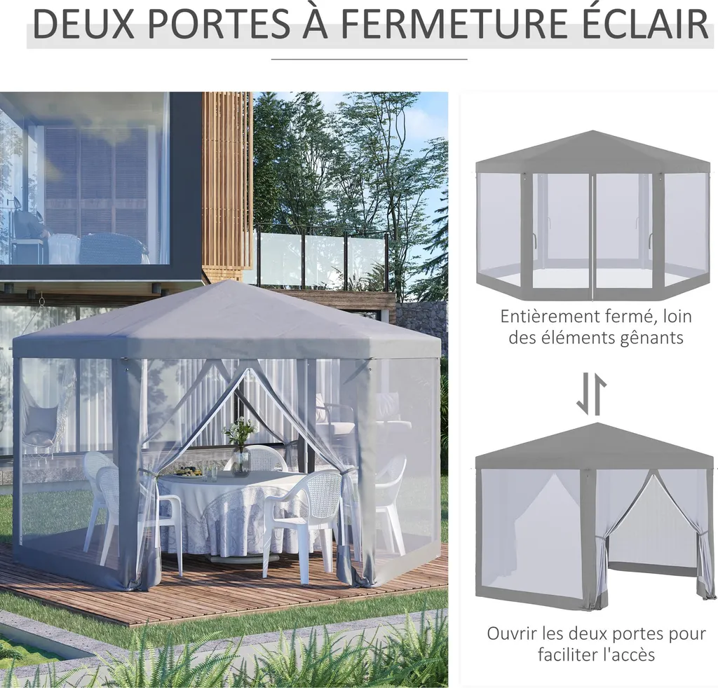 Barnum de réception hexagonal gris idéal pour protéger vos invités - 8
