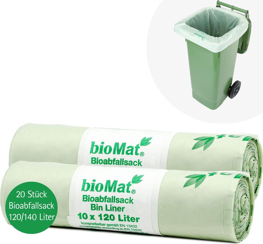bioMat, sacchetti compostabili per bidoni da 120 litri, 20 Immagine del prodotto 