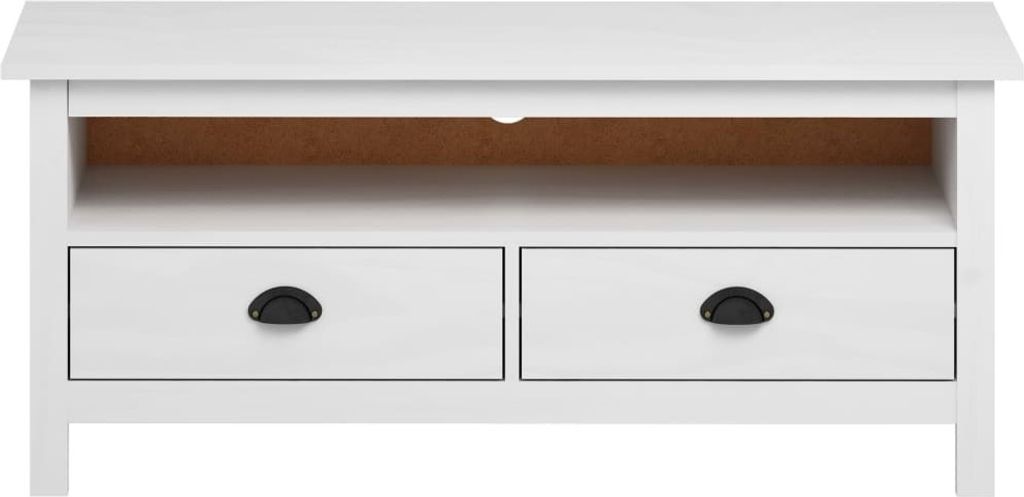Mobile TV Hill White 110x40x47 cm in legno di pino Immagine del prodotto 