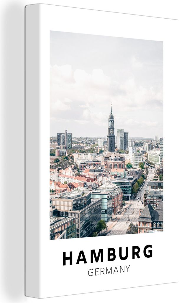OneMillionCanvasses - Leinwandbilder - 90x140 cm, Hamburg - Deutschland - Turm, Wandbilder Kunstdruck Wanddekoration - Foto auf Leinwand - Gemäl...