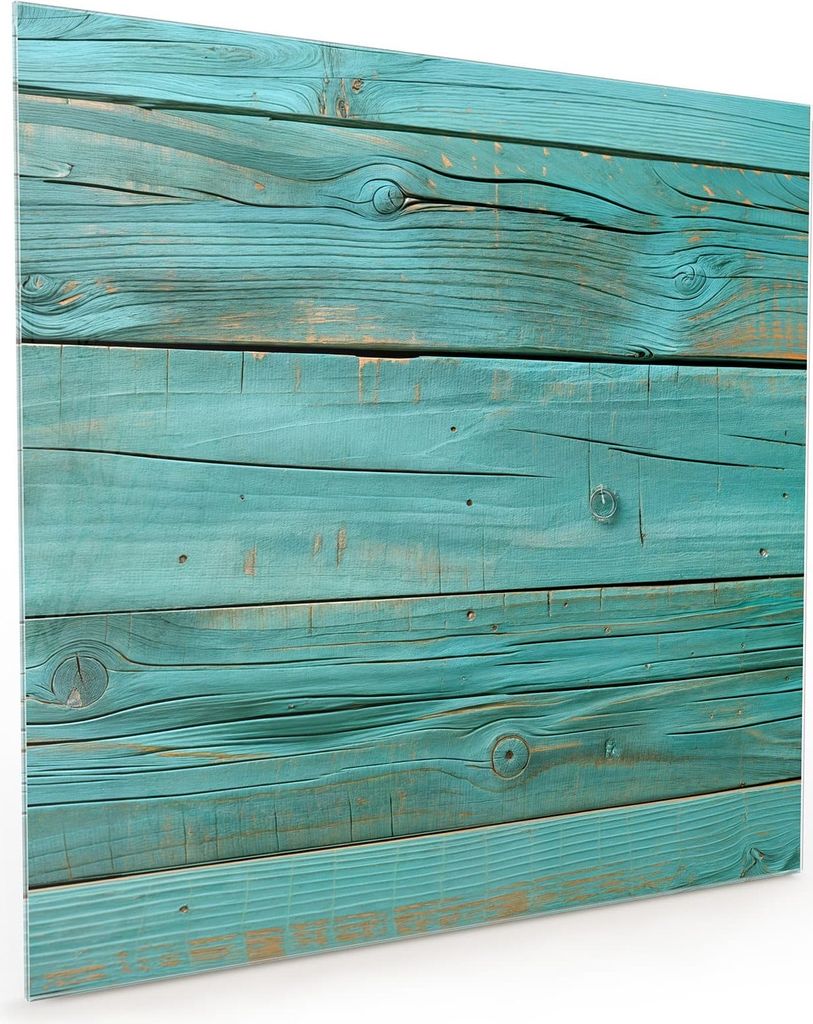 Küchenrückwand Spritzschutz Glas mit Motiv Holzplanken Türkis 40 x 40 cm