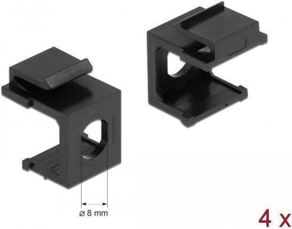 Keystone Abdeckung 8mm schwarz Snap-In für Netzwerk 4 Stück