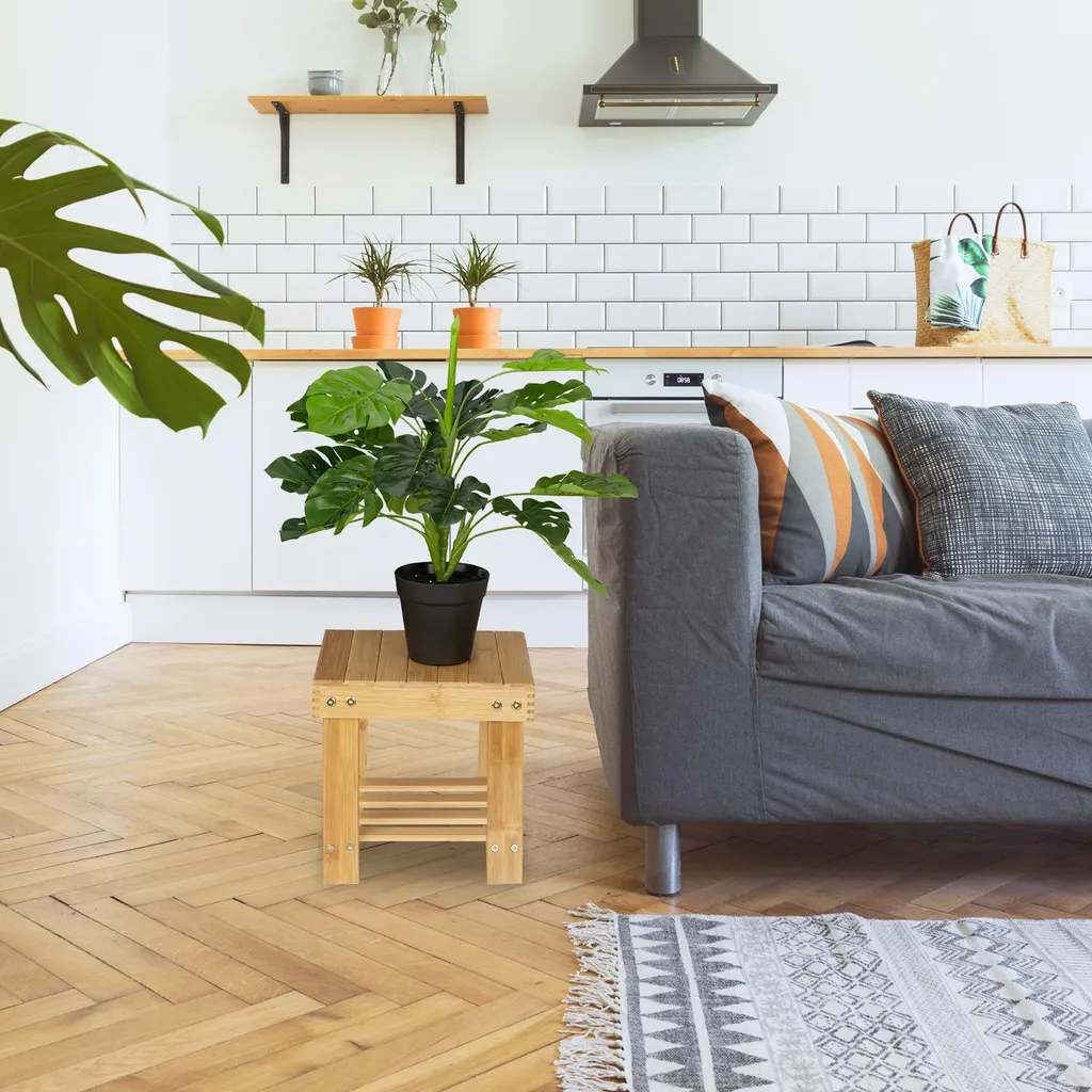 Banc d'appoint en bois de bambou véritable, petit tabouret polyvalent