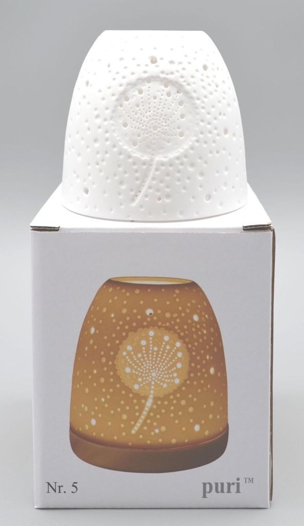 Teelichtleuchte Mini Iglu auf Holzsockel Pusteblume ca. Produktbild 