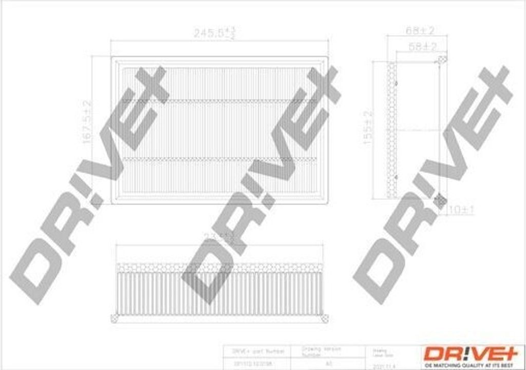 Dr!ve+ DP1110.10.0198 - OE 1444 FJ Luftfilter für C4 (LA), C4 I (LC), 206 (2A/C), 307, 307 CC (3B), 307 SW (3H)