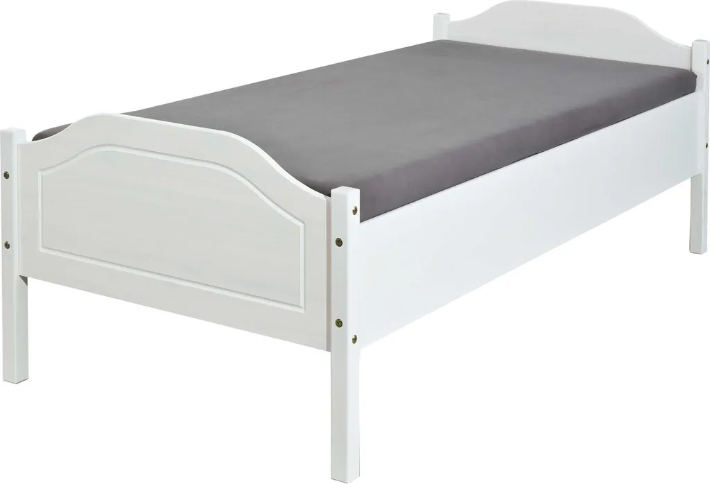 Lit simple 90x200 Karlo bois massif blanc : fini les bruits de grincement