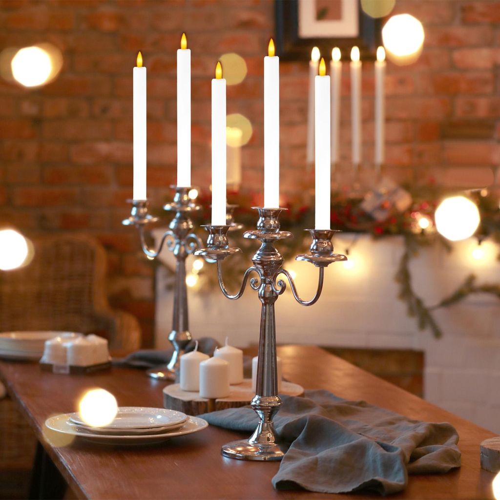 12 LED Stabkerzen Mit Fernbedienung – Flammenlos, Timer-Funktion, Warmweiß, Streifenmuster – Für Weihnachten, Hochzeit & Zuhause