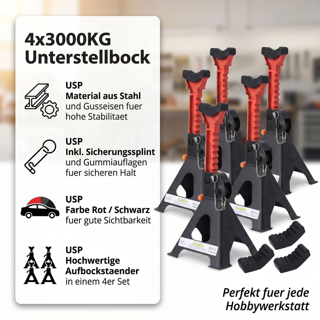 Mucola Wagenheber 2x3000KG Abstellböcke Unterstellbock Produktbild 