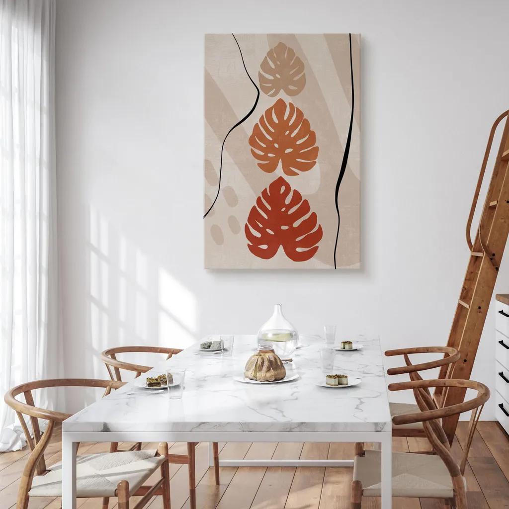 Muralo su tela MONSTERA LEAVES piante astrazione stile boho l. 80cm x h. 120cm - 4