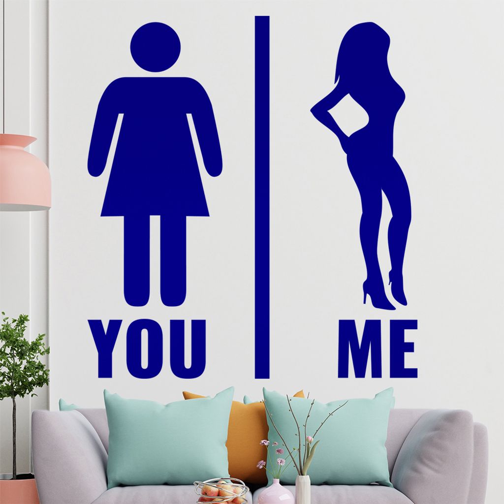 KIWISTAR You and Me - Du und Ich Body Wandtattoo in 6 Größen - Wandaufkleber Wall Sticker - Dekoration, Küche, Wohnzimmer, Schlafzimmer, Badezimmer