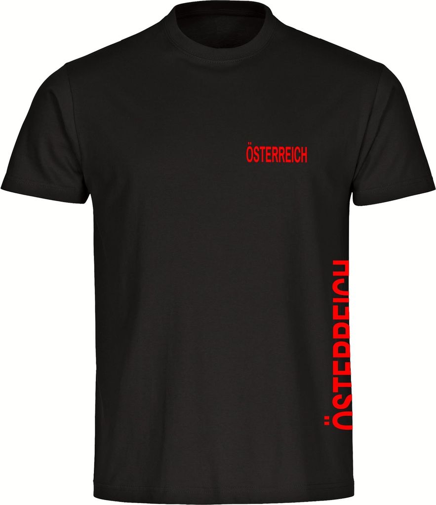 multifanshop Herren T-Shirt - Österreich - Brust & Seite, schwarz, Größe XXL