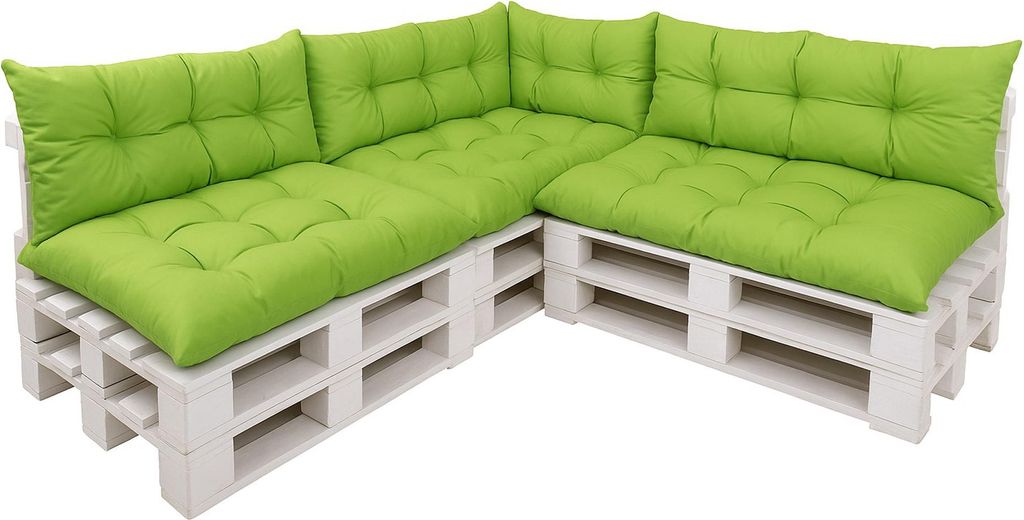 Palettenkissen Set 7-teilig Limette – Sitzkissen 120×50 cm Produktbild 