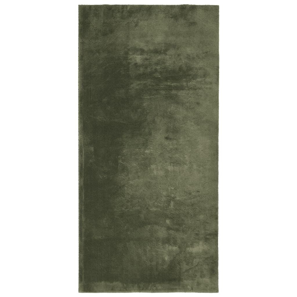 Rug HUARTE Green 100 x 200 cm 100% Polyester Plat Productafbeelding 