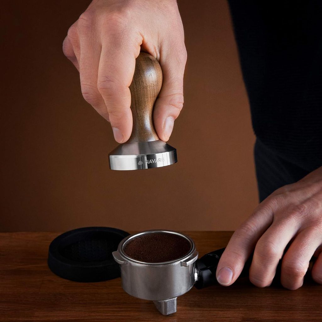 Espresso Tamper - Kaffeestampfer zum Andrücken von gemahlenem Kaffee - Edelstahl mit Aluminiumgriff - Ø 51 mm