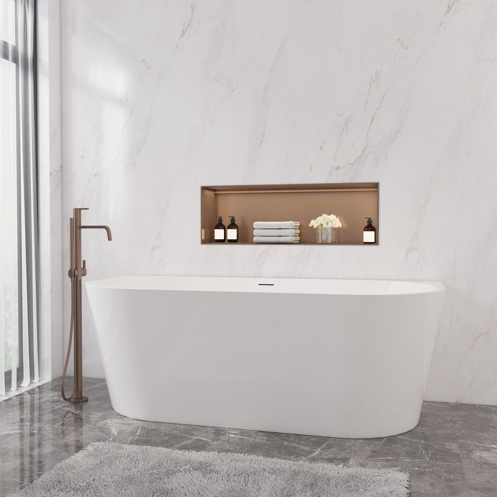 AICA Freistehende Badewanne Acryl Badwanne Oval 170x80x60cm Produktbild 