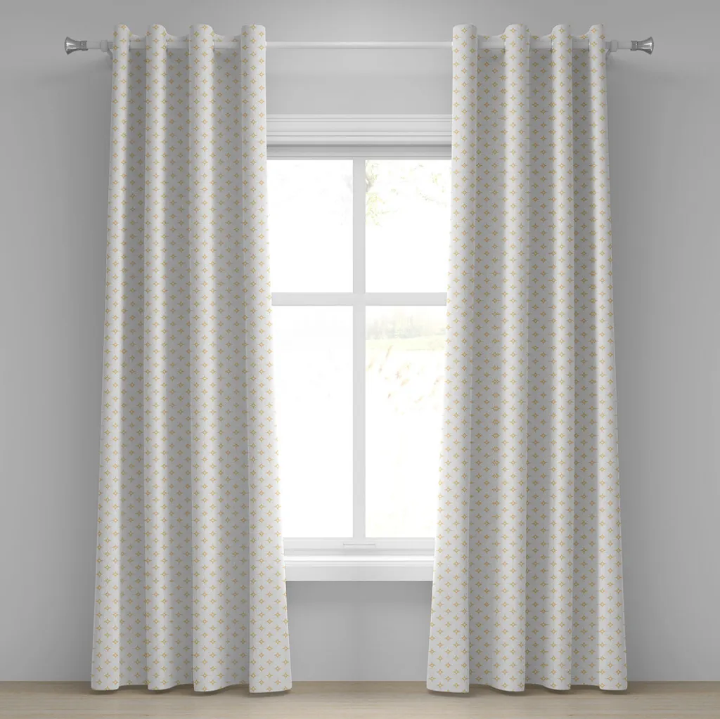 Paire de rideaux décoratifs 2 panneaux motif étoiles abricot et blanc