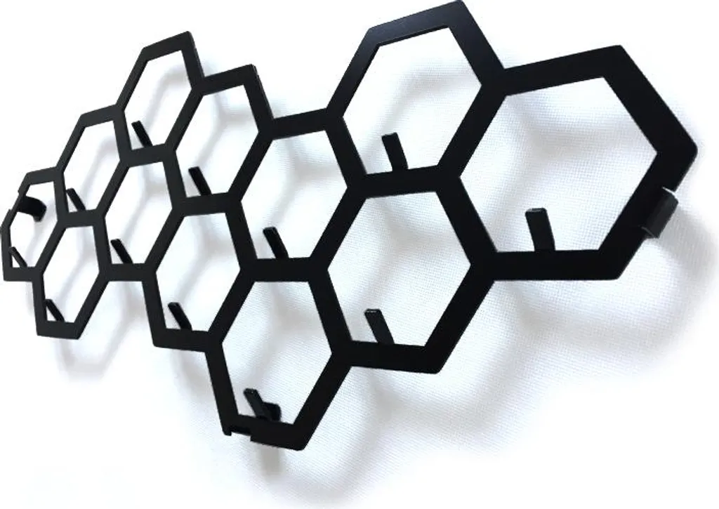 Decorizzly® CELLS Accrochage Mural Hexagonal en Métal Noir Design - 3