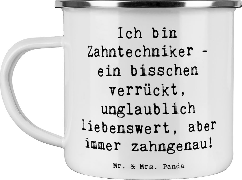 Mr. & Mrs. Panda becher emaille Spruch Zahntechniker Spaß - Weiß - Geschenk, Beruf, kreative Geschenke, Teebecher, Teetasse, ein bisschen verrüc...