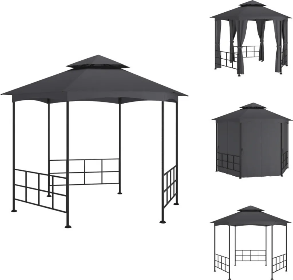 Tonnelle de Jardin avec Rideaux 3,1x2,7 m Anthracite - Pavillon Extérieur