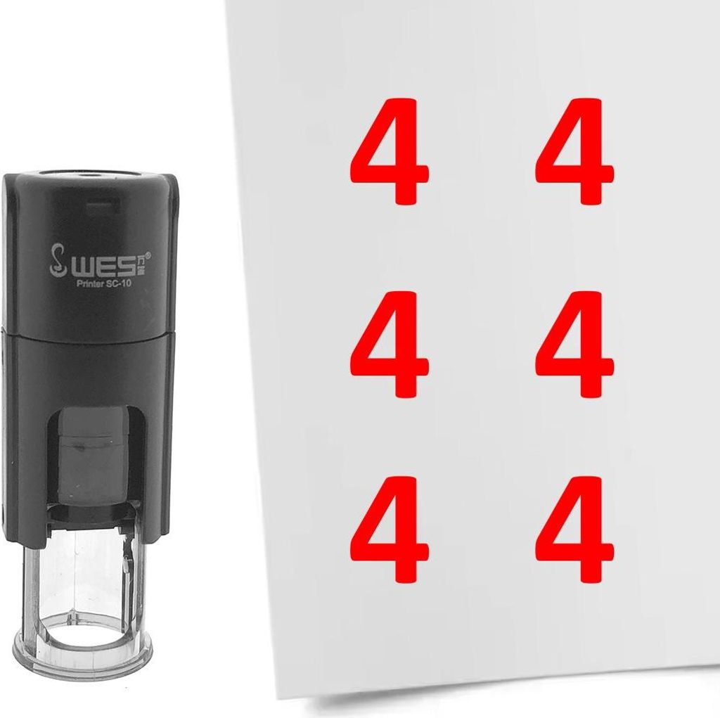 CombiCraft Selbstfärbender Stempel 'Zahl 4' in der Farbe Rot, Ø10mm