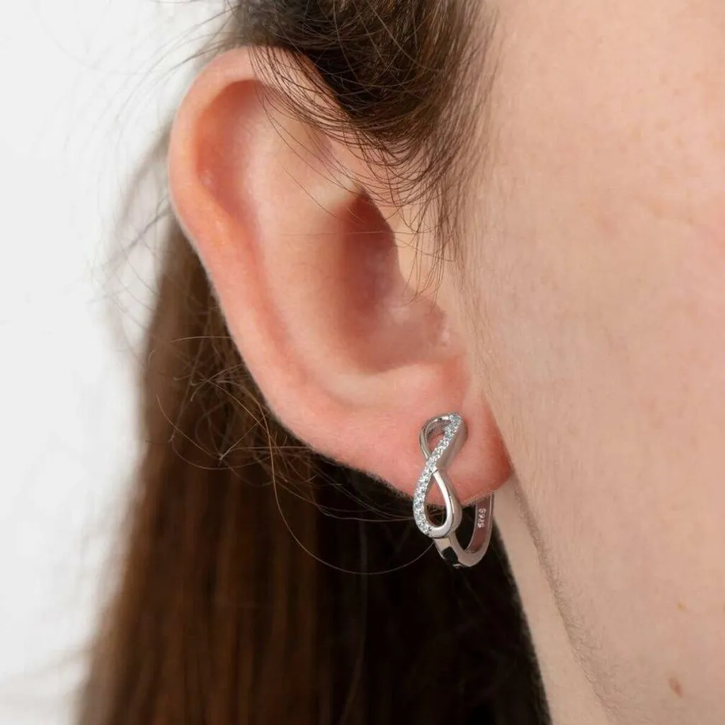 Orecchini A Cerchio Infinito In Argento Sterling Con Zirconi - Regalo Donna, Colore Oro