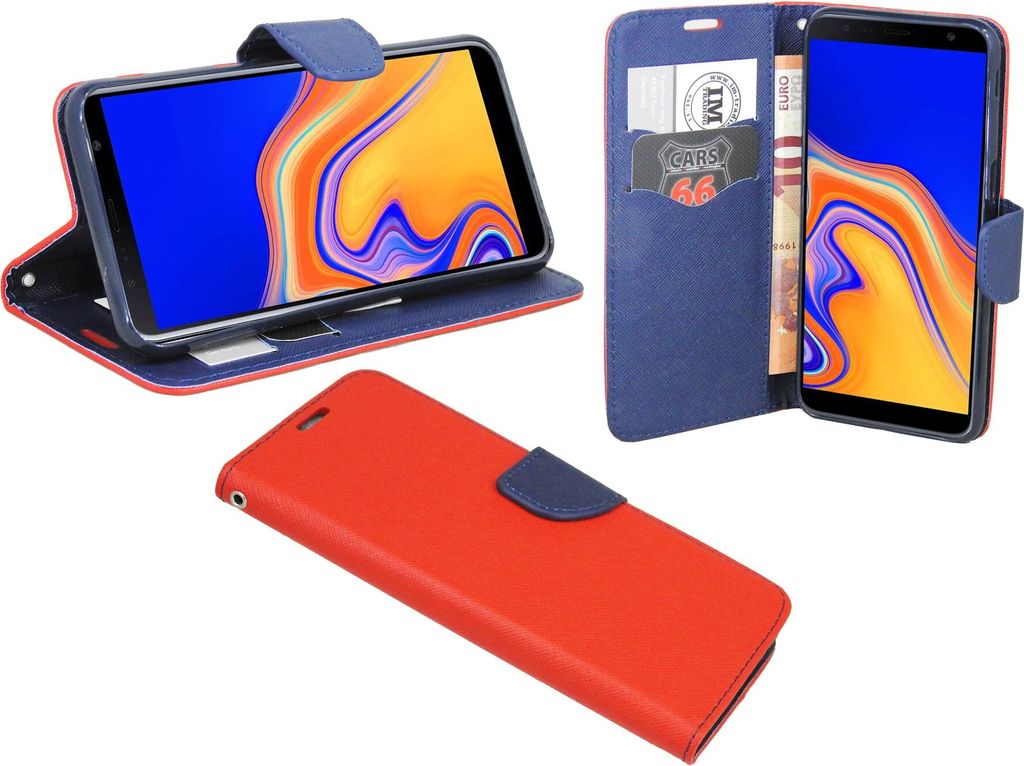 Samsung Galaxy J4+ Plus ( J415F ) Flip Case Tasche Schutzhülle Rot-Blau