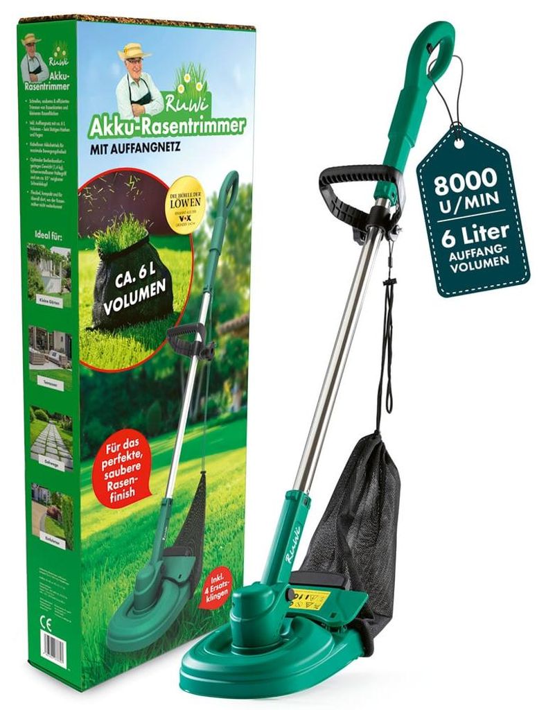 Tagliabordi a batteria Ruwi con contenitore di raccolta 12V Immagine del prodotto 