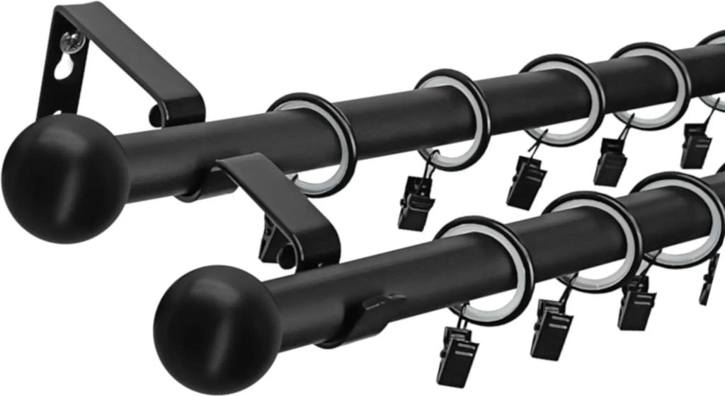 LOFT 240 cm 2-läufige Gardinenstange Schwarz 19 mm aus Produktbild 