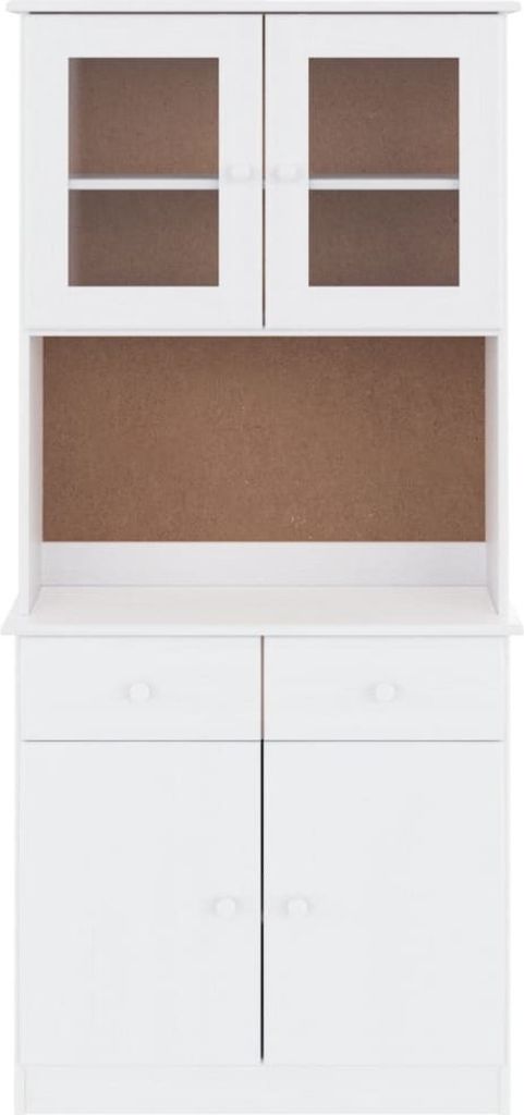 Möbel Highboard Modernes Design - Mehrzweckschrank Anrichte - Kommde für Flur - ALTA Weiß 77x35x165 cm Massivholz Kiefer Top5754957