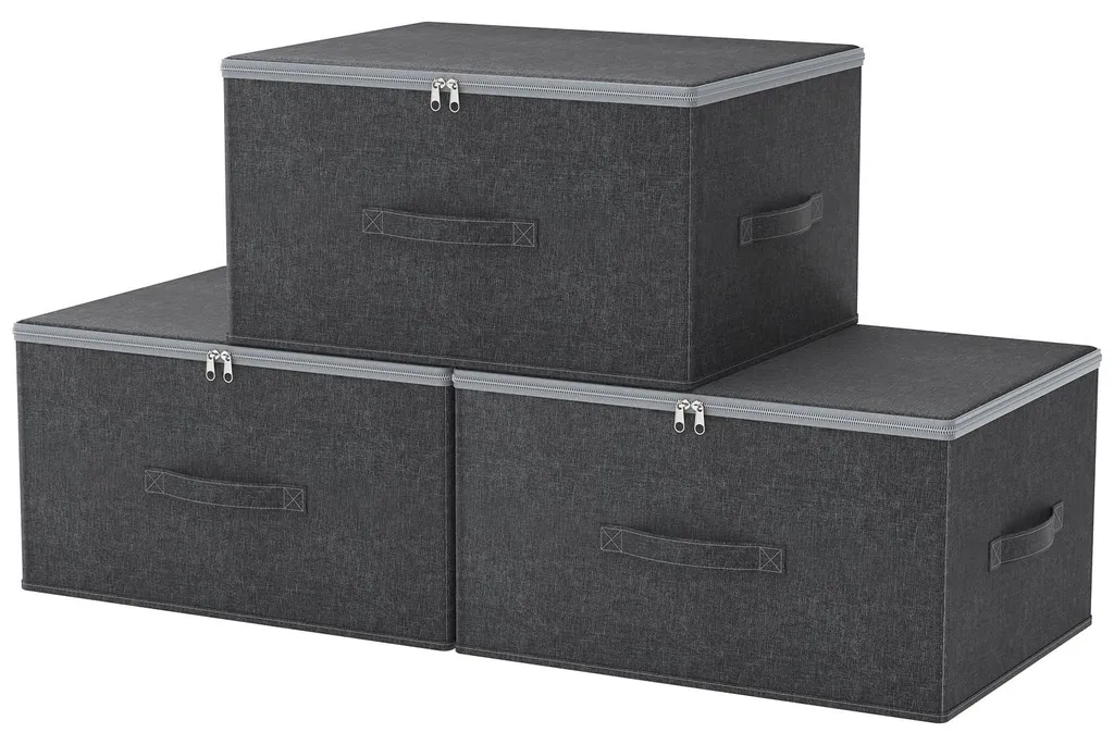Paniers de rangement en tissu avec poignées et couvercle protecteur