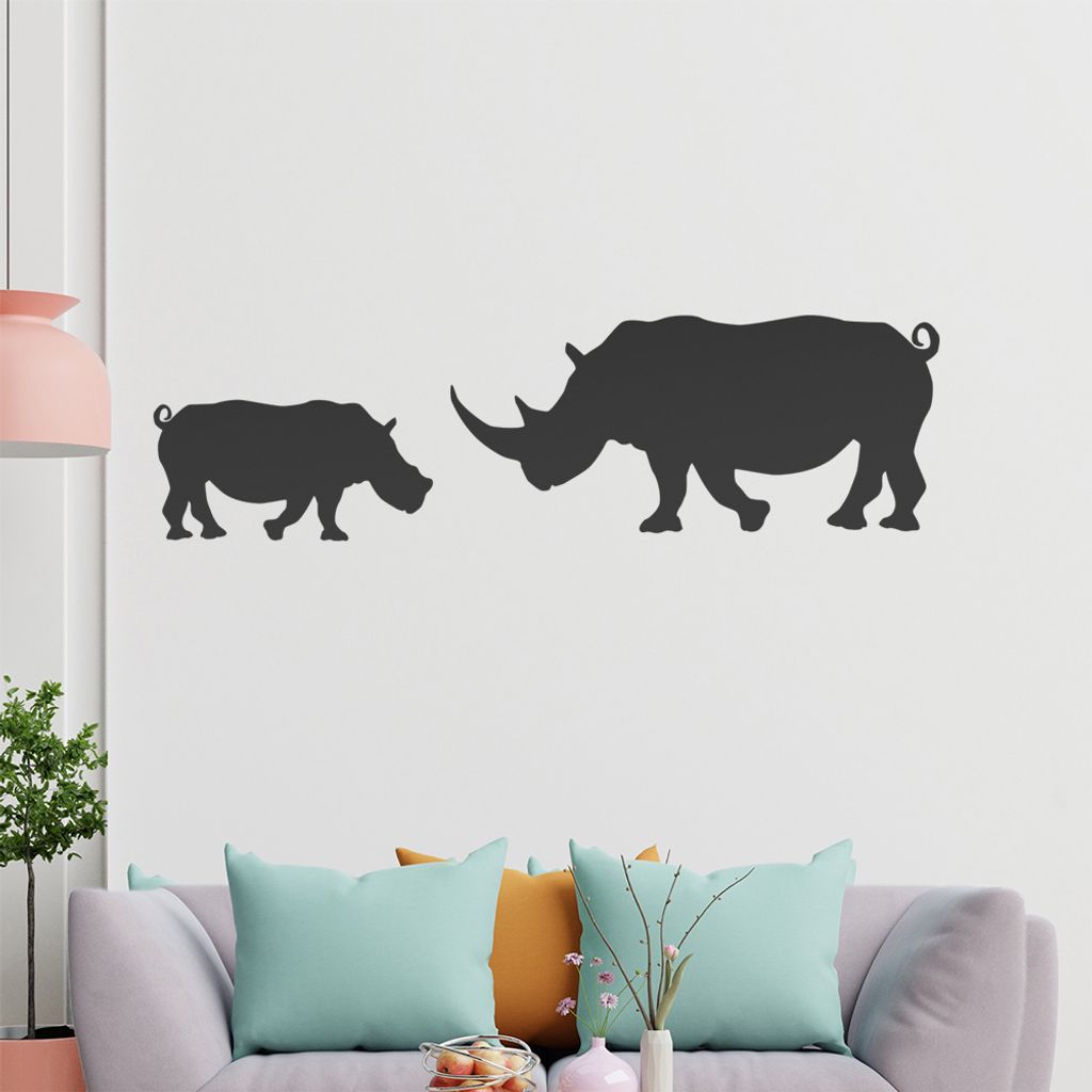 KIWISTAR Nashörner Silhouette Umriss Wandtattoo in 6 Größen - Wandaufkleber Wall Sticker - Dekoration, Küche, Wohnzimmer, Schlafzimmer, Badezimmer