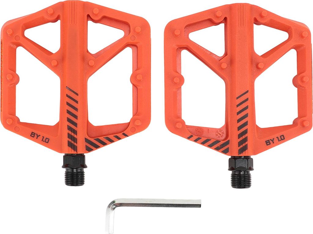 Fahrradpedal, Borstahl-Achse, Nylonfaser, rutschfest, gezahnt, Nageldesign, Straße, flach, Orange