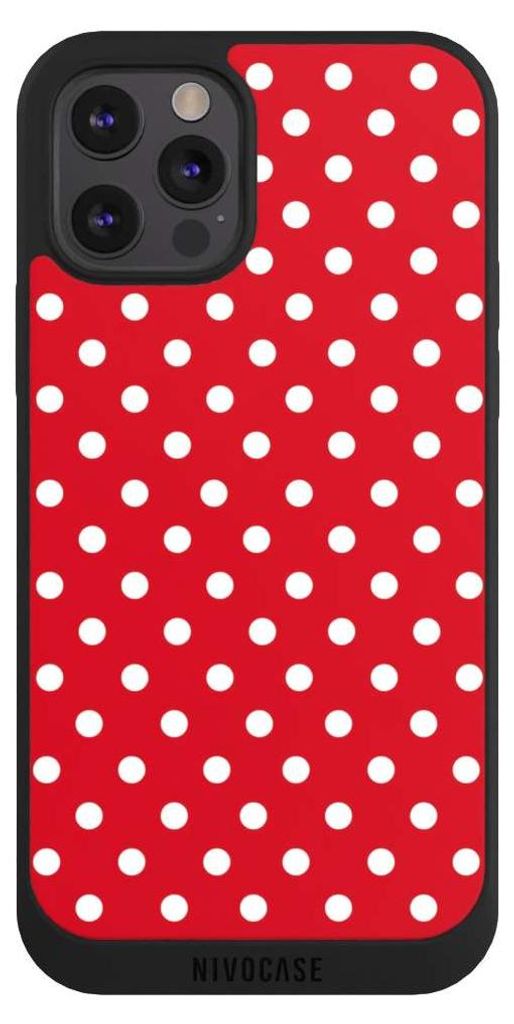 NIVOCASE Handyhülle für Apple iPhone 12 Pro Hülle NIVOpure Case Schwarz Polka Dots Punkte Retro