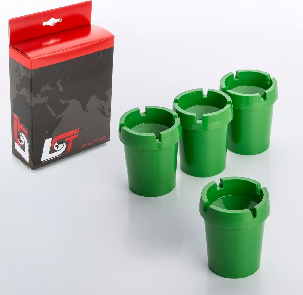 4x Aschenbecher Sturmaschenbecher rauchfrei Getränkehalter grün Kunststoff
