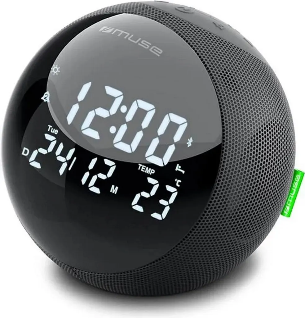 Radio-réveil Bluetooth Muse M197BT Noir avec Double Alarme et Radio FM