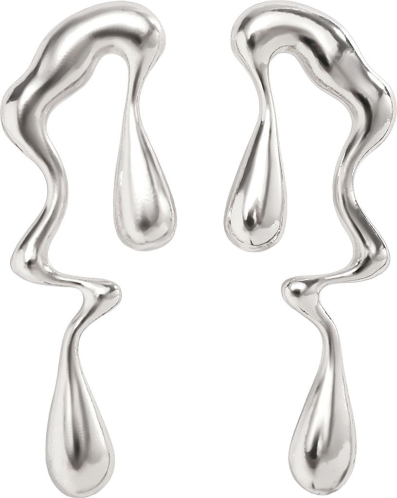 1 Paar Damen-Ohrring, unregelmäßige Form mit flüssigem Wassertropfen, Edelstahllegierung, Kontrastfarbe, ausgehöhlt, poliert, Persönlichkeit, ...