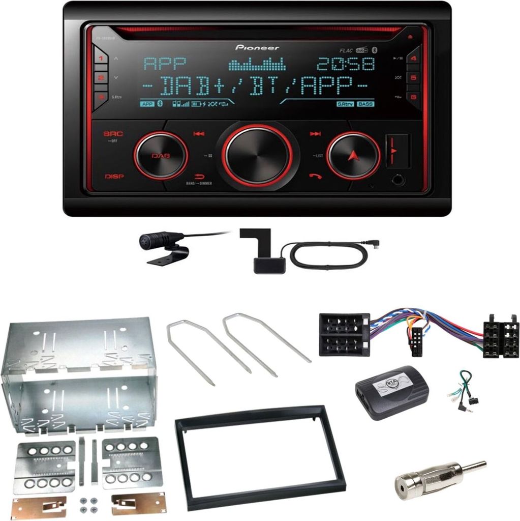 Pioneer FH-S820DAB DAB+ Bluetooth FLAC Einbauset für Peugeot 307 Citroen C2 C3