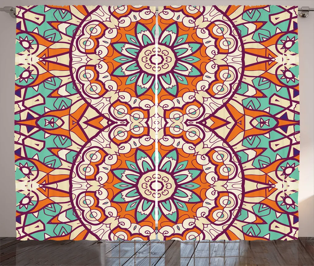 Rideaux de Salon Universels avec Crochets 280x225cm Style Mandala
