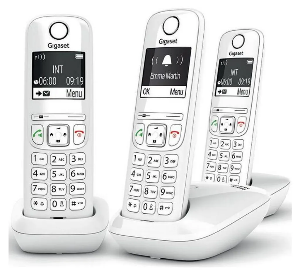 Téléphone Sans Fil Gigaset Trio.eco Dect Blanc avec Répondeur 100 Contacts