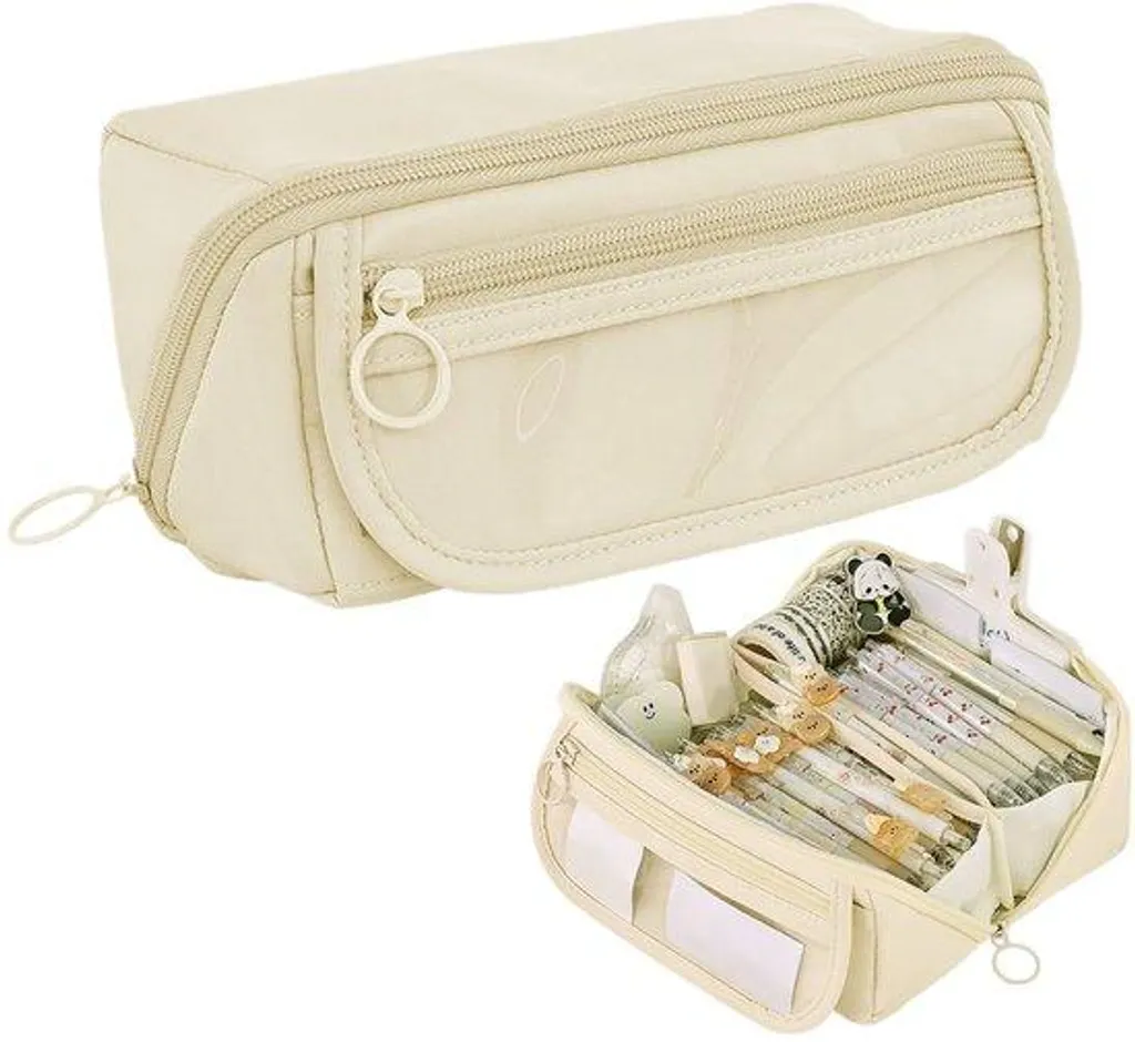 Étui étanche beige à 9 compartiments avec grande ouverture modèle V2