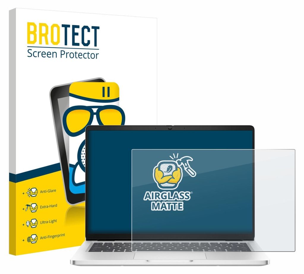 BROTECT Entspiegelungs Schutzglas für Dell Pro 14 Premium PA14250 Touch 16:10 Schutzfolie Panzer Folie Glas Display Schutz matt