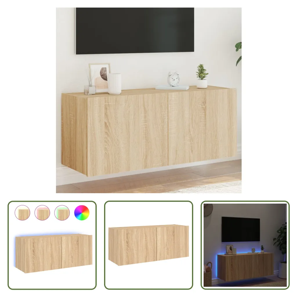 Mobile Porta TV LED Rovere Sonoma 100x35x41 | Arredo Soggiorno Salvaspazio