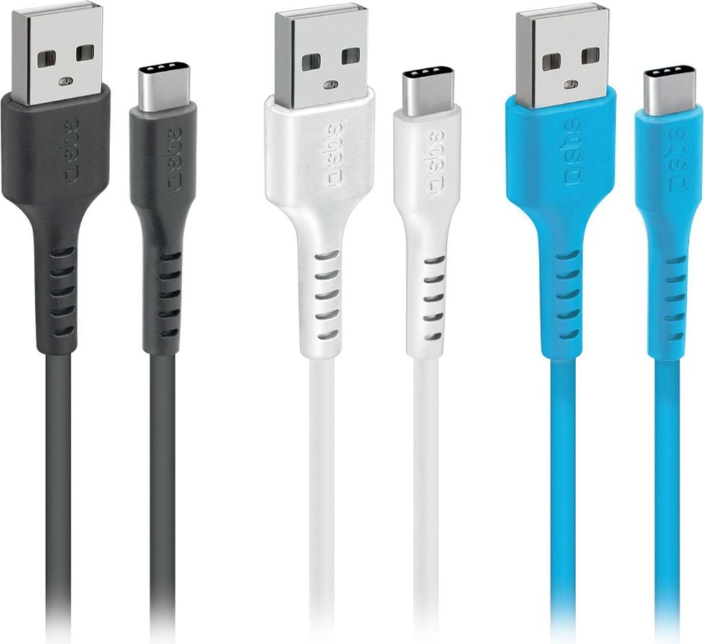 SBS USB - USB-C Lade- und Datenkabel-Set in 3 Farben
