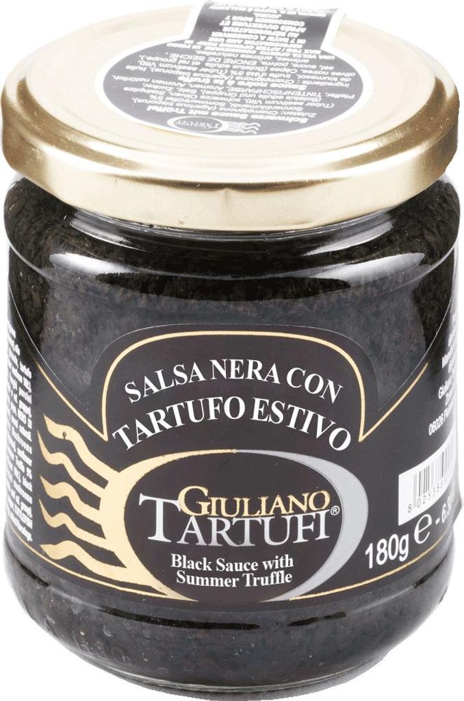 Schwarze Trüffelsauce mit Sommertrüffel 5%, 180 g (Salsa nera con tartufo estivo)