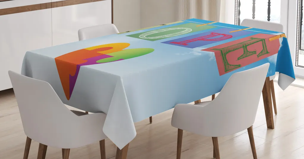 ABAKUHAUS Tovaglia sull'autismo, Non perdere mai la speranza, Stampa con colori chiari che non sbiadiscono, Lavabile per interni o esterni, 140 x 200 cm, Multicolore