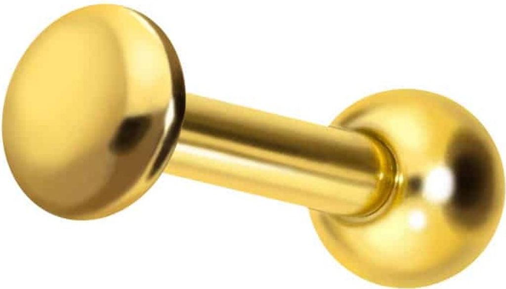 Ohrpiercing Titan Ohrpiercing mit Innengewinde FLACH Gold Stablänge: 8mm | Discgröße: 4mm