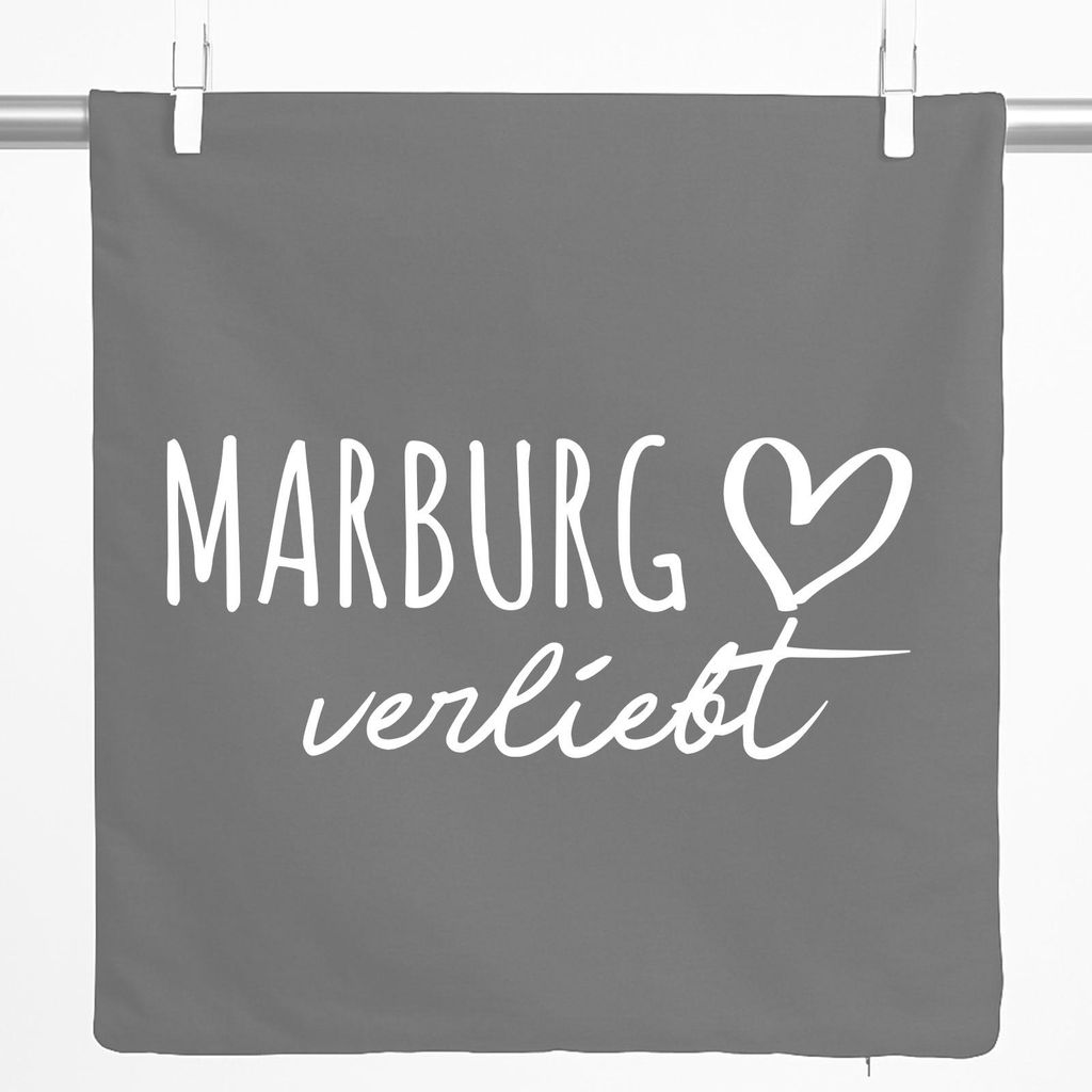 Huuraa Kissenbezug Marburg verliebt 40x40cm Steel Grey Baumwolle Dekokissenbezug Geschenkidee